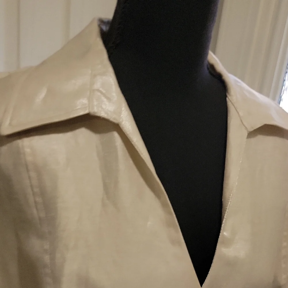 ANTONIO MELANI Cream Metallic Sheen Faux Wrap Dress - Picture 11 of 14